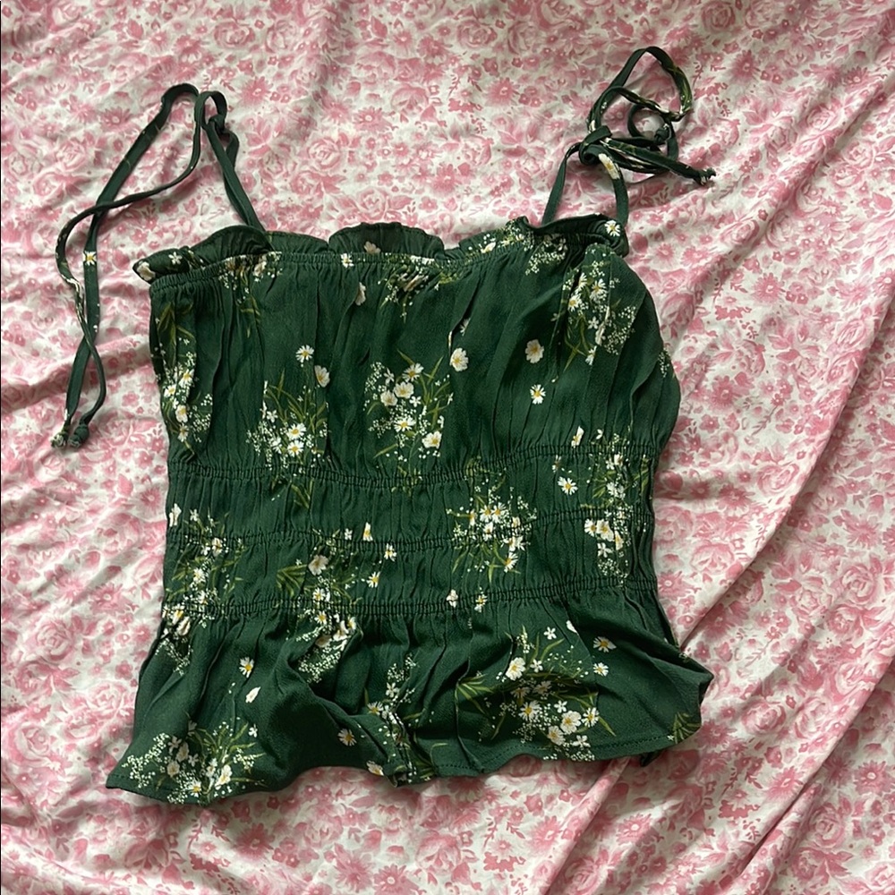 Floral Green Sleeveless Top